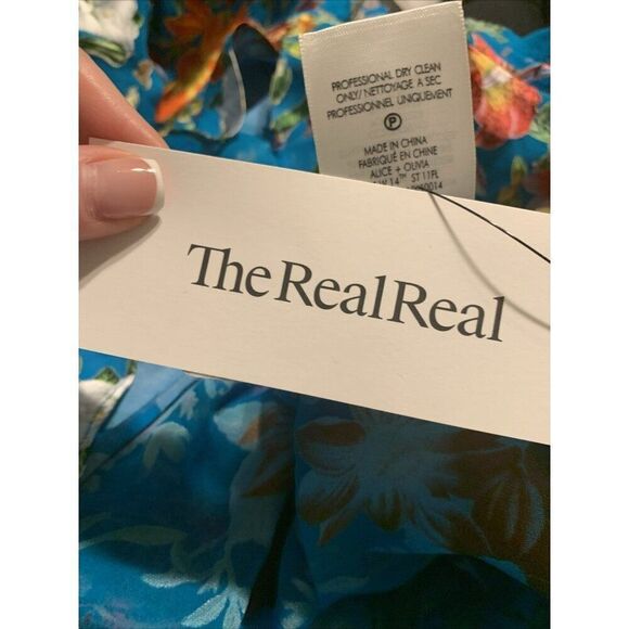 alice olivia New Authentic Blue Pink Summer Bliss Long Sleeve Top Blouse Xs - Picture 12 of 12